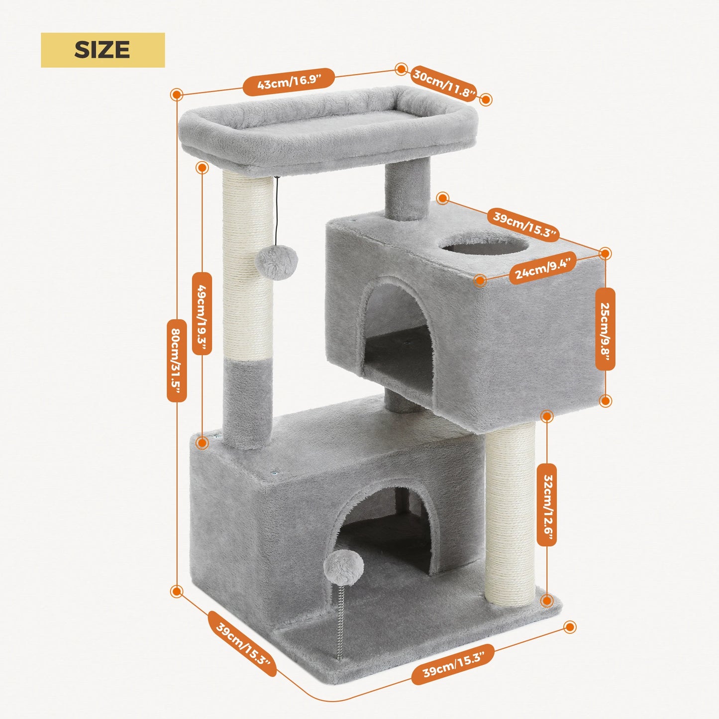 PAWZ Road Indoor Cat Tree Tower With Spacious Condos Sisal