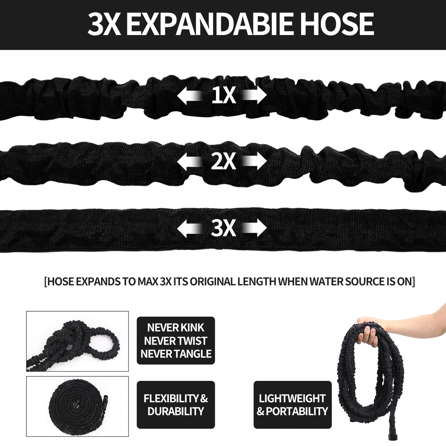 GardenJoy Expandable Water Hose For Garden And Car Wash