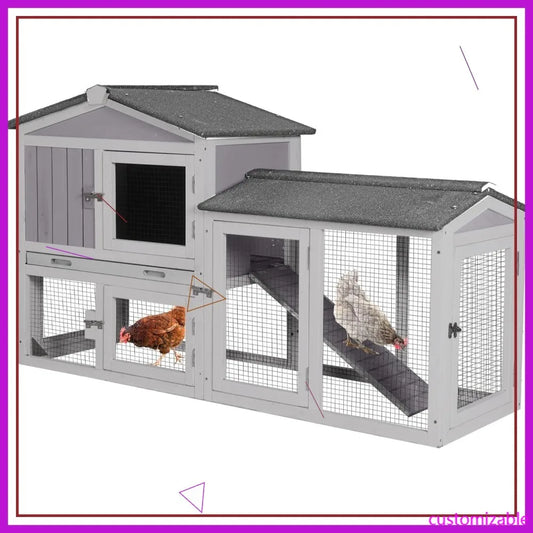 Outdoor Wooden Chicken Coop For 2 Chickens With Waterproof Roof