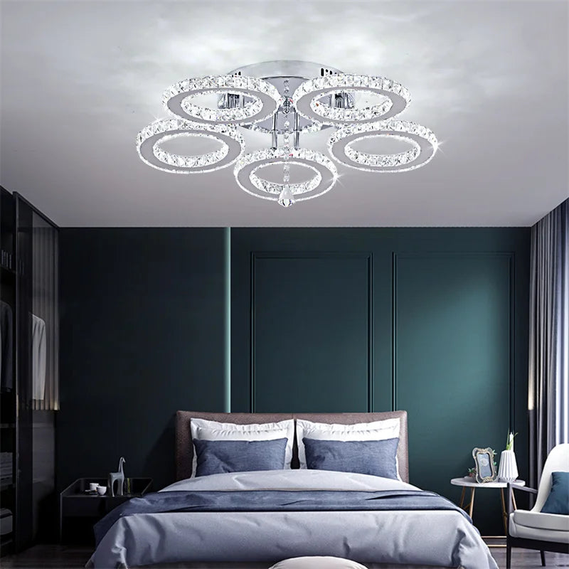 GreeLustr Modern Crystal Ring Pendant Light Ceiling Lamp