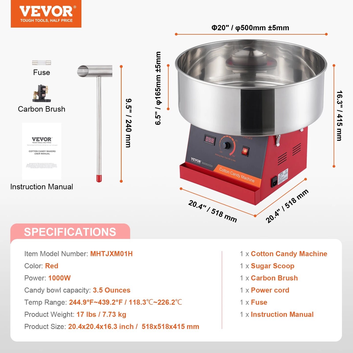 SucceBuy Commercial Electric Cotton Candy Machine With Stainless Steel Bowl