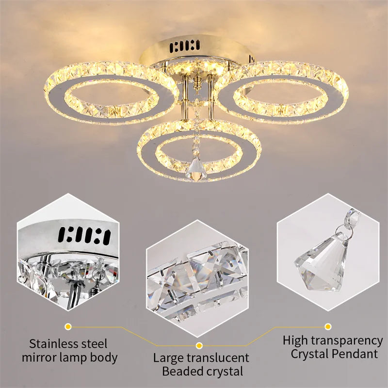 GreeLustr Modern Crystal Ring Pendant Light Ceiling Lamp