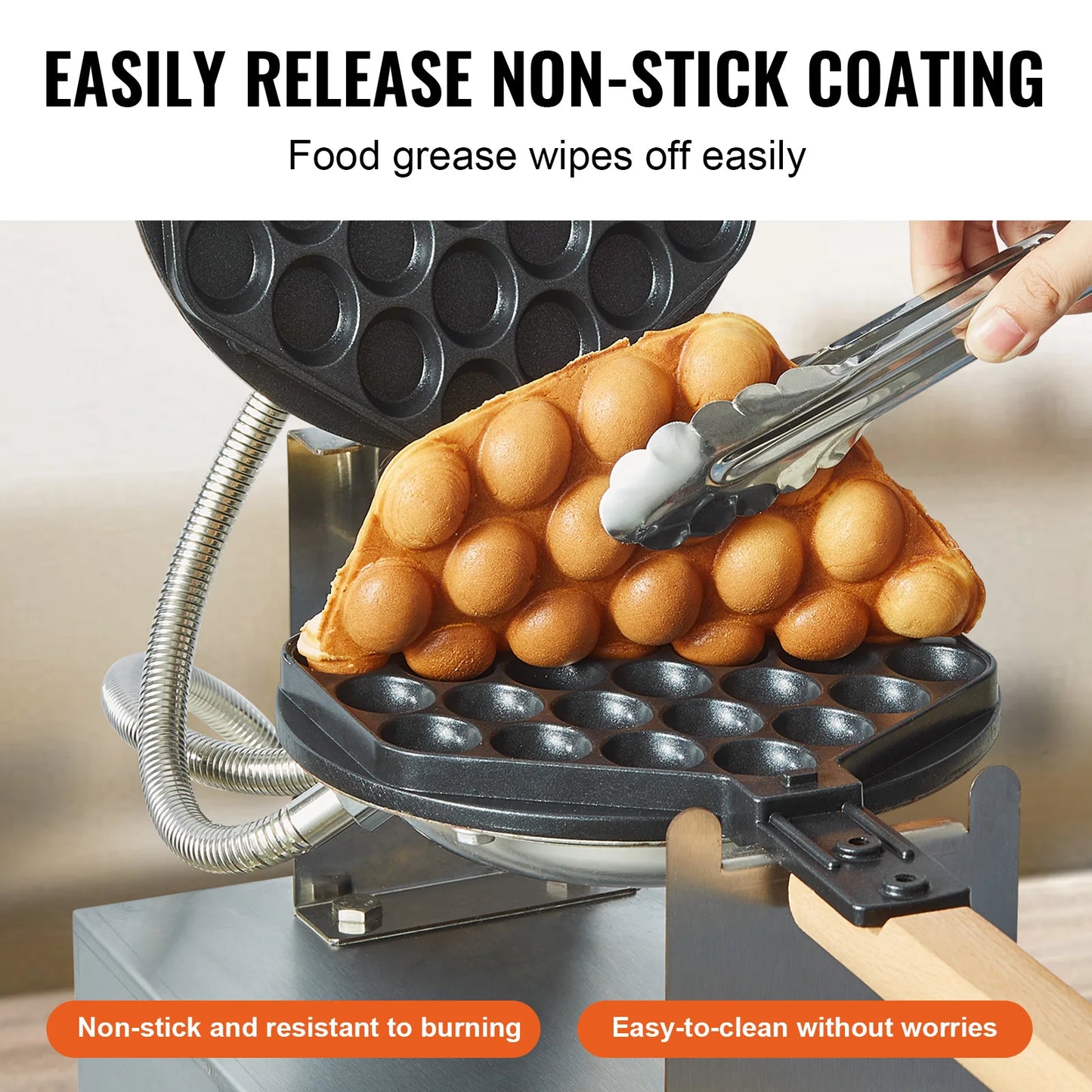 SucceBuy Commercial Egg Bubble Waffle Maker 1000-1500W Rotatable