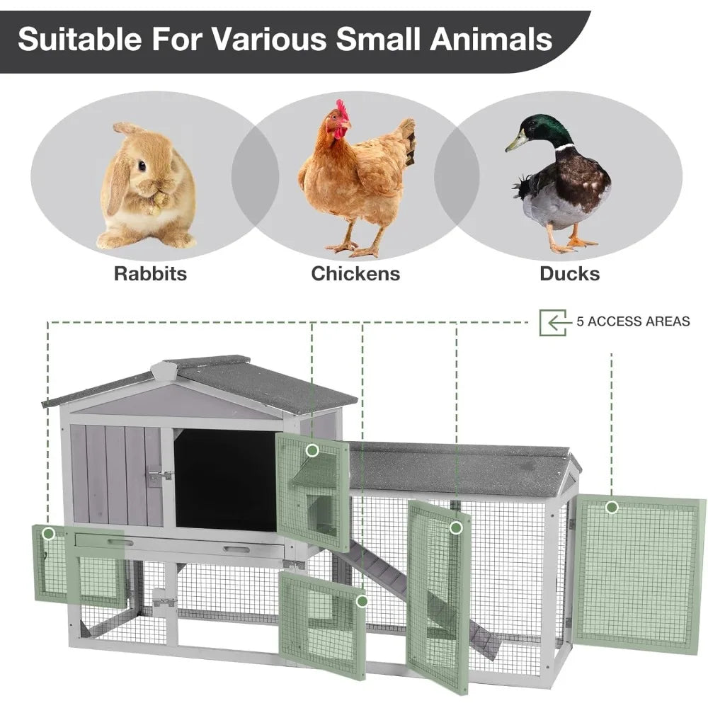Outdoor Wooden Chicken Coop For 2 Chickens With Waterproof Roof