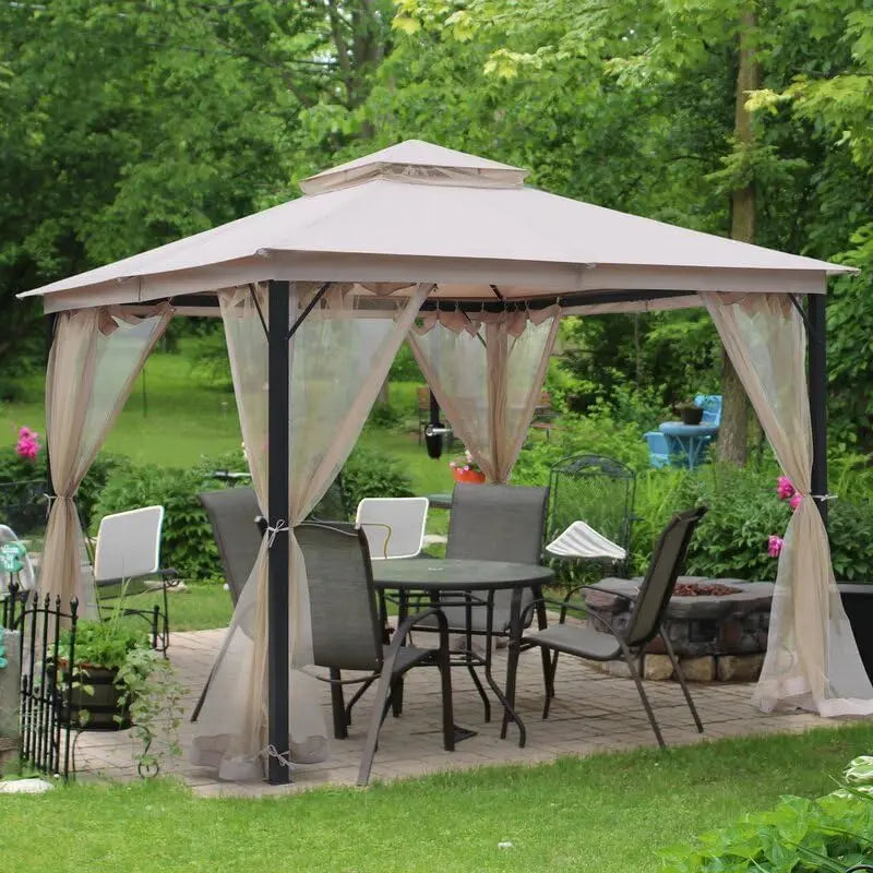 Outdoor Patio Gazebo 10x10, Heavy Duty Gazebos, Soft Top Gazebo with Metal Frame, Double Roof Canopy, Mosquito, Customized