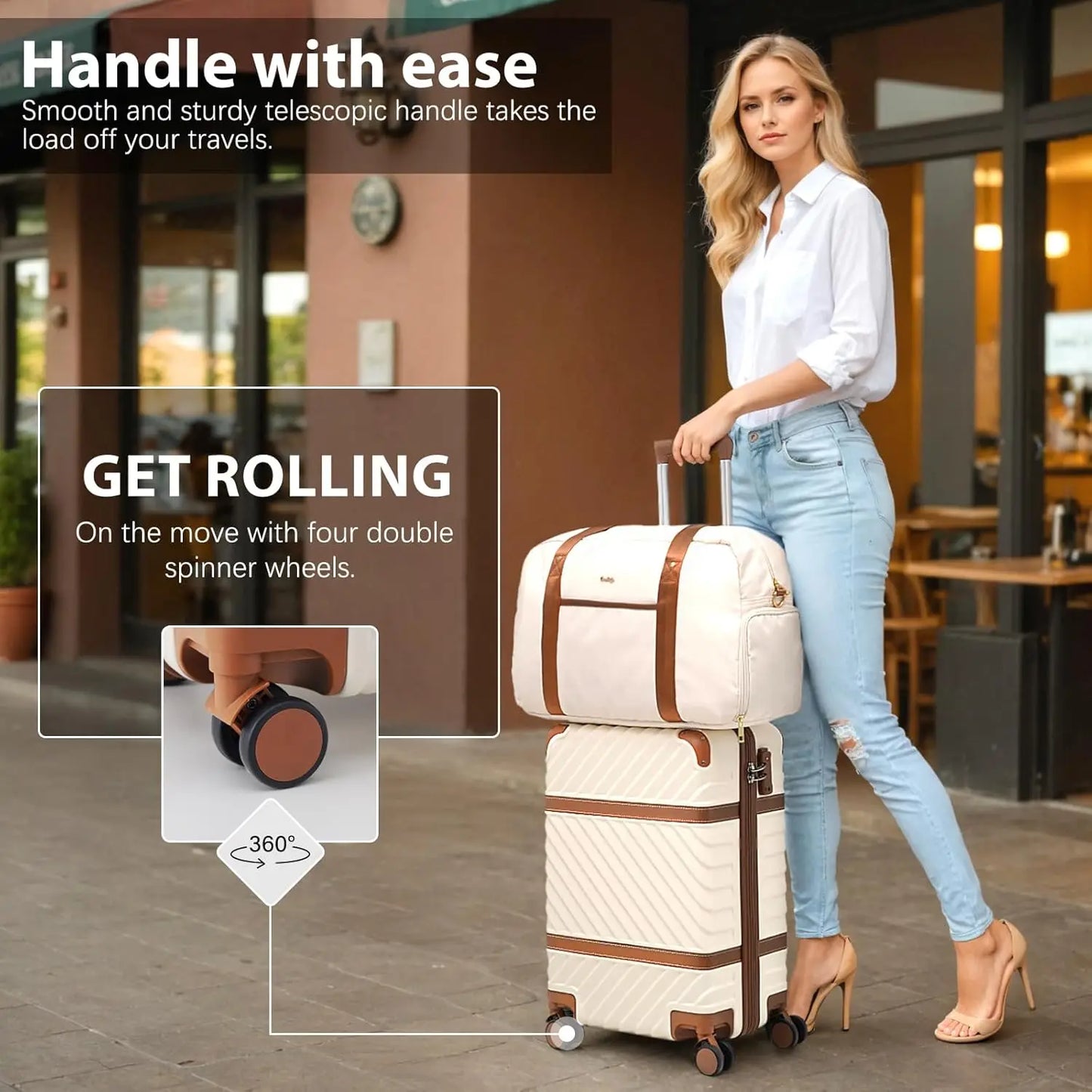 Coolife Luggage Set Hardside Spinner Suitcase TSA Lock