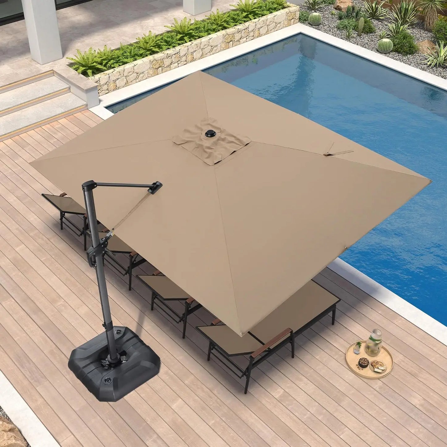 Rectangular Cantilever Patio Umbrella Aluminum Offset 360 Rotation