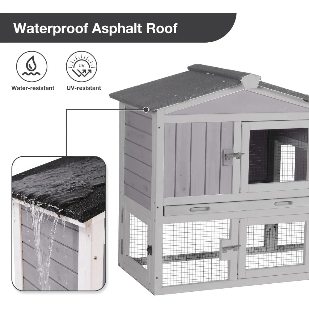 Outdoor Wooden Chicken Coop For 2 Chickens With Waterproof Roof