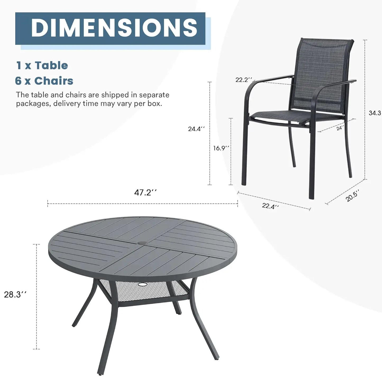 Modern Outdoor Patio Dining Set for Six with Table