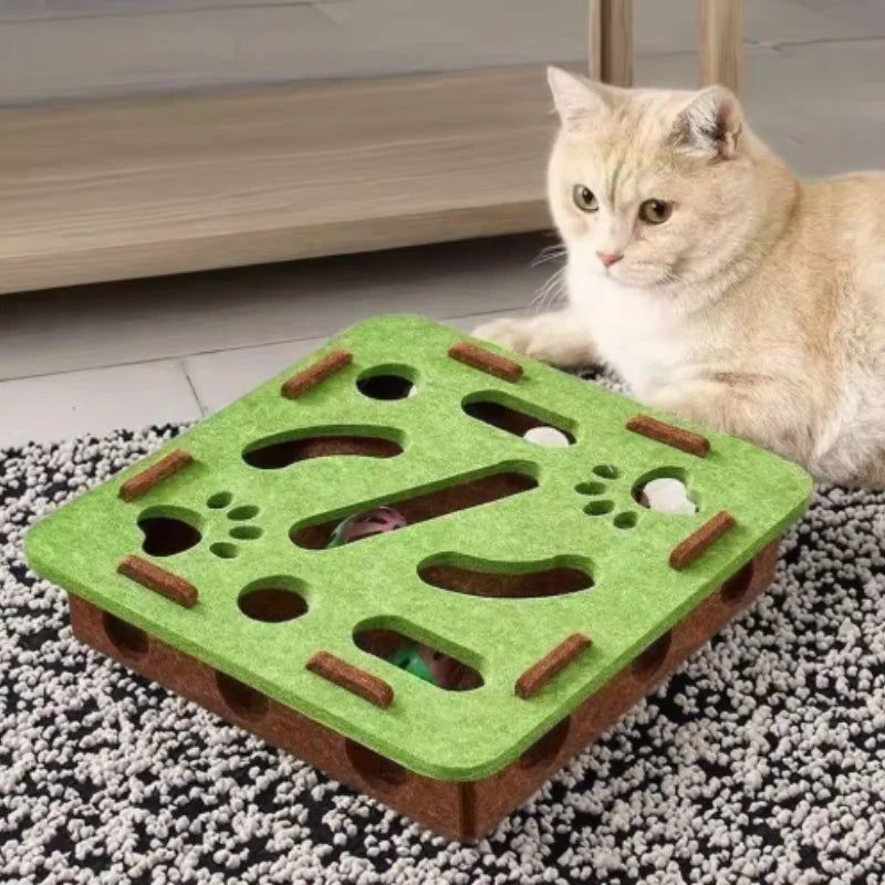 Interactive Cat Maze Puzzle Toy With Bell Balls For Kitten