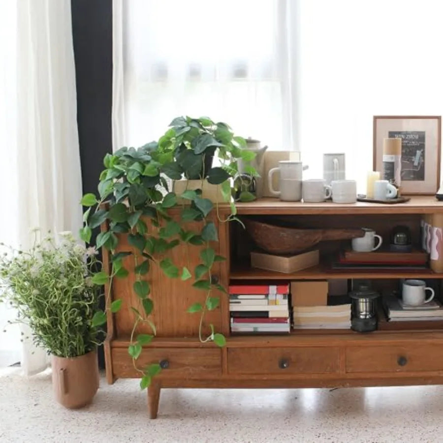 OLOEY Faux Pothos Hanging Plants 2 Silk Ivy Vines Indoor