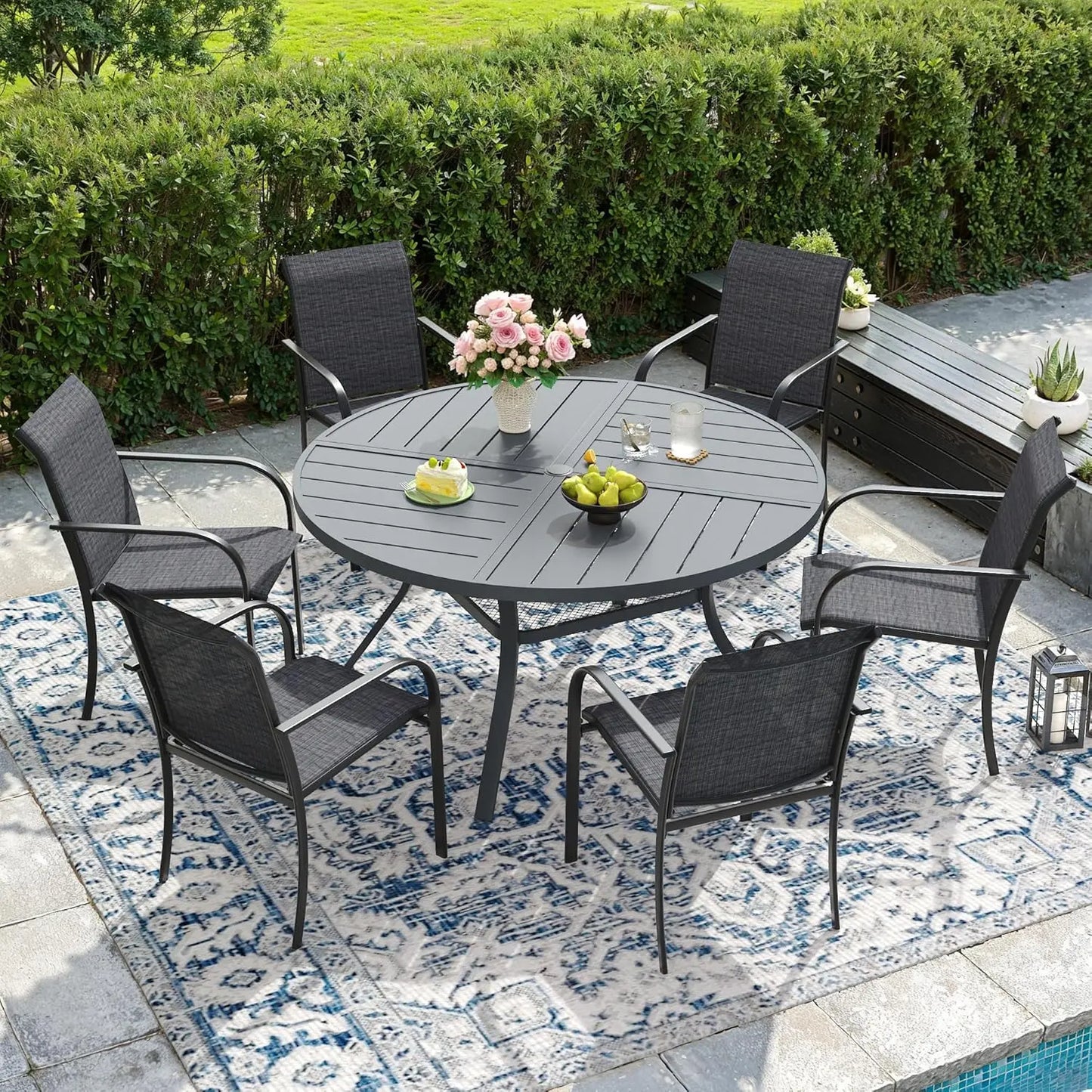 Modern Outdoor Patio Dining Set for Six with Table