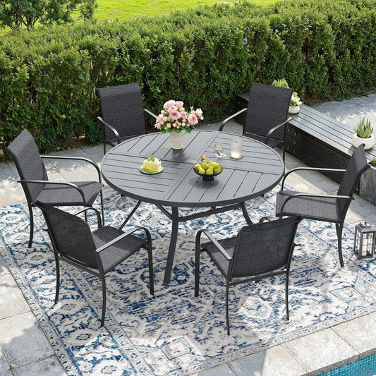 Modern Outdoor Patio Dining Set for Six with Table