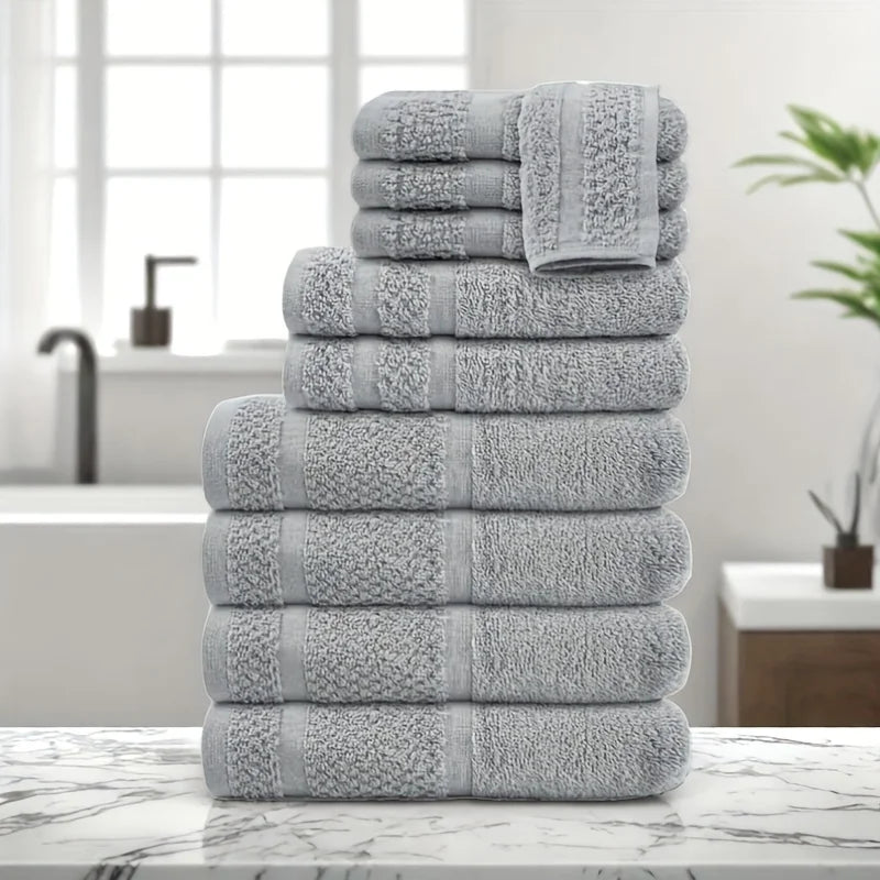 10 Piece Bath Towel Set Including Towels Hand Towels Washcloths