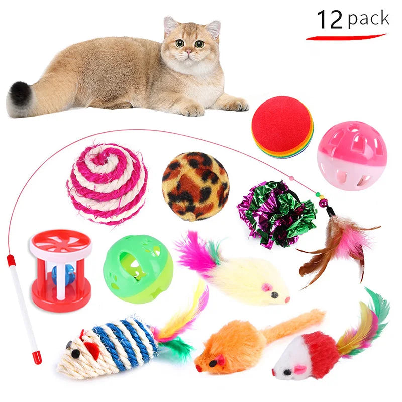 Kitten Toys Variety Pack Cat Toys Set With Sisal Mouse Bell Balls