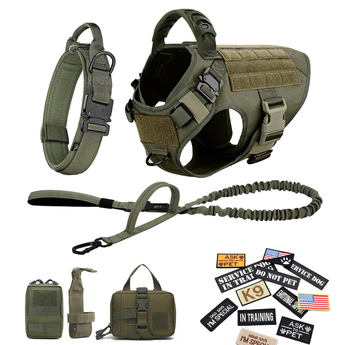 PETRAVEL Military Large Dog Harness Vest With Leash Set