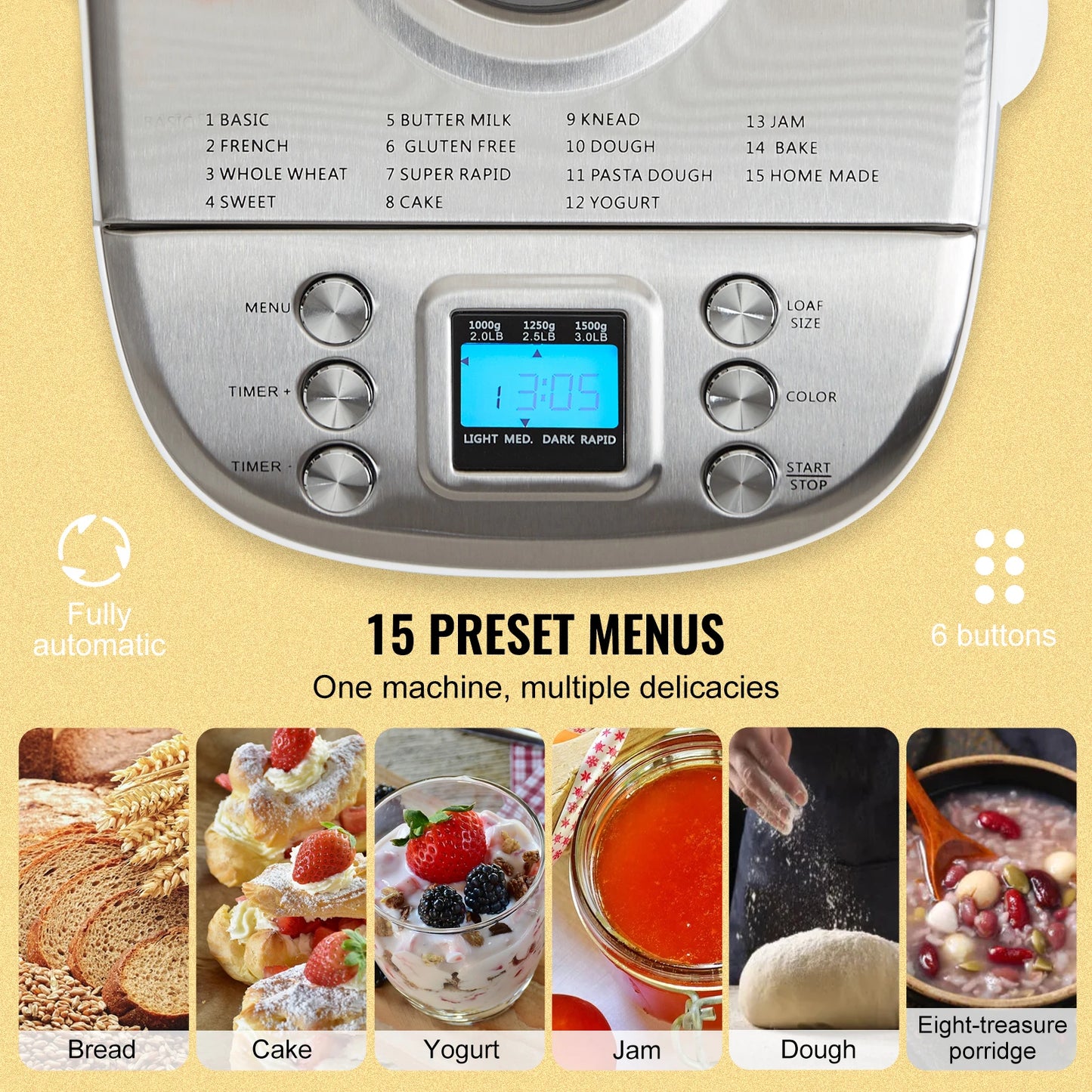 SucceBuy 15 Function Bread Maker Gluten Free Setting