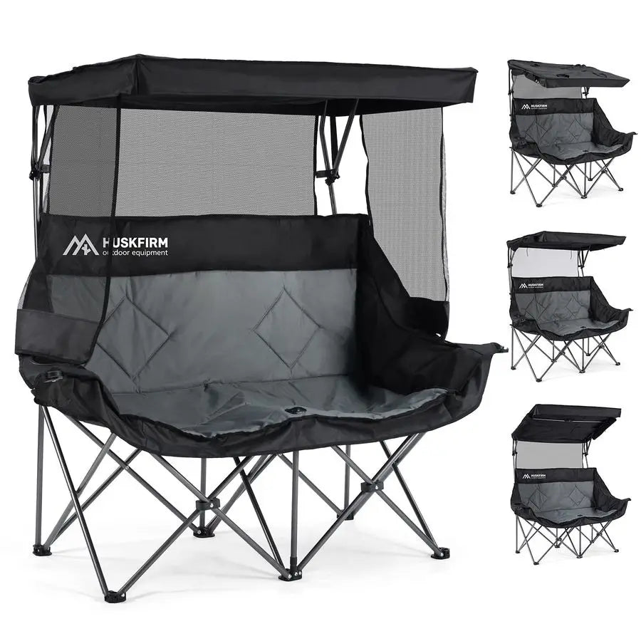 XMSJ Camping Chair With Canopy Shade Folding Double Loveseat