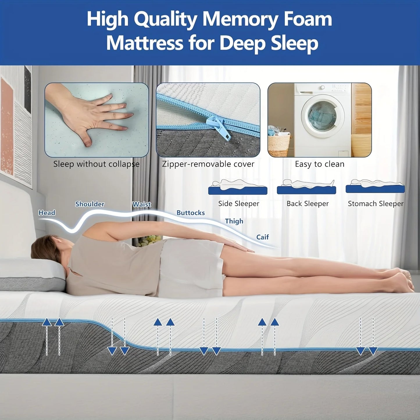 Hcore Extra Firm Dual Sided Memory Foam Mattress for Back Pain Relief