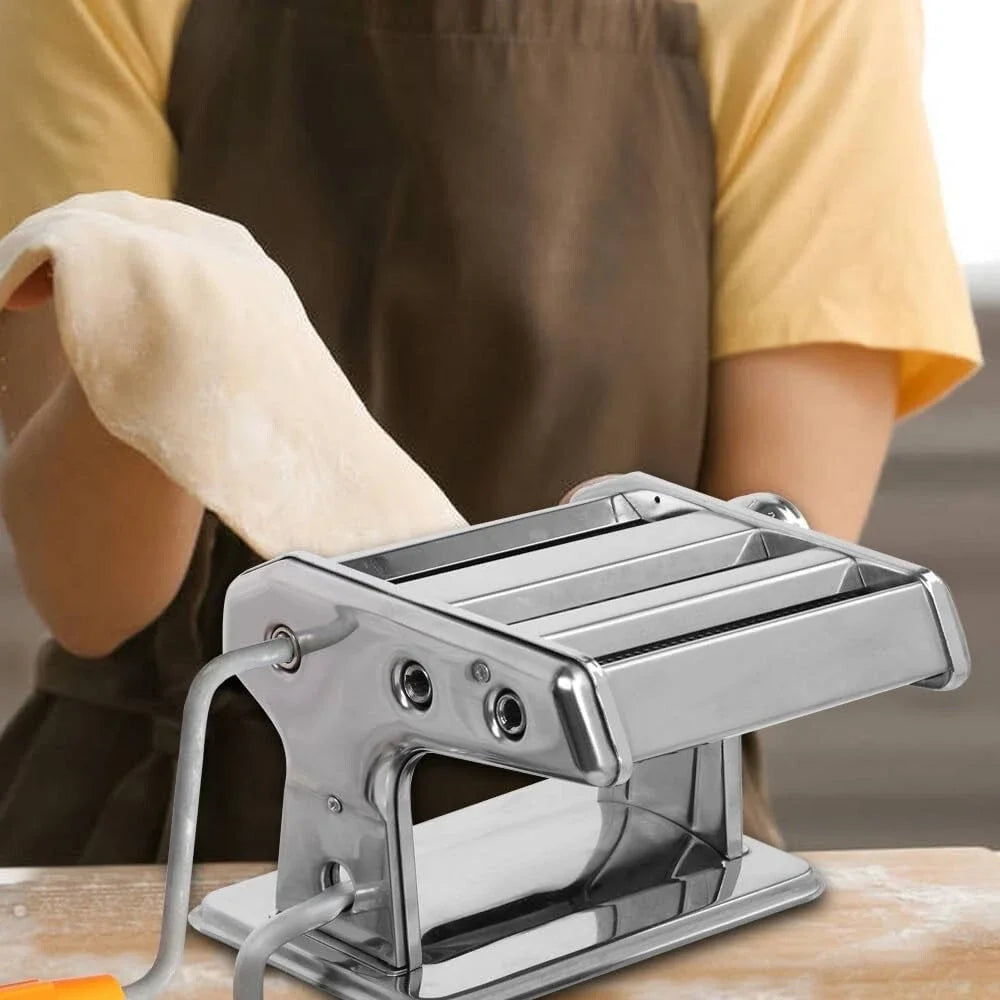 Stainless Steel Manual Pasta Maker Machine With Dual Cutters