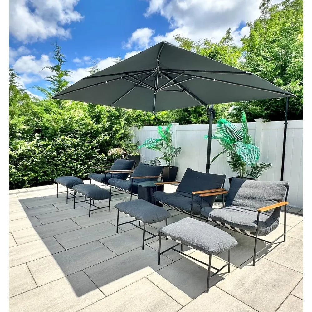 Rectangular Cantilever Patio Umbrella Aluminum Offset 360 Rotation
