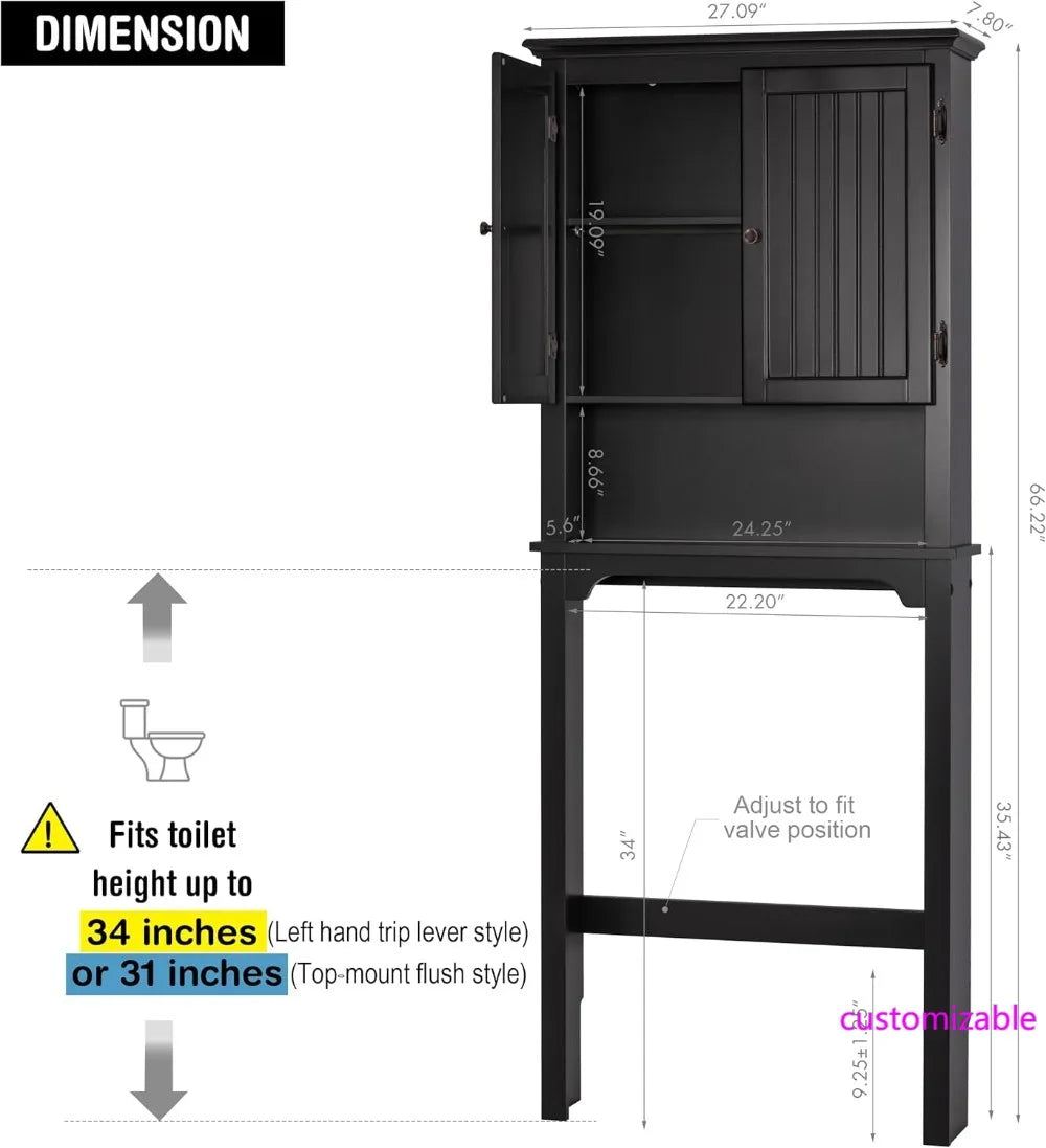 Tongyue Over The Toilet Storage Cabinet With Adjustable Shelves
