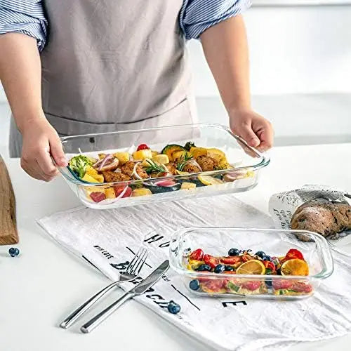 Borosilicate Glass Bakeware Set With Lids Freezer To Oven Safe