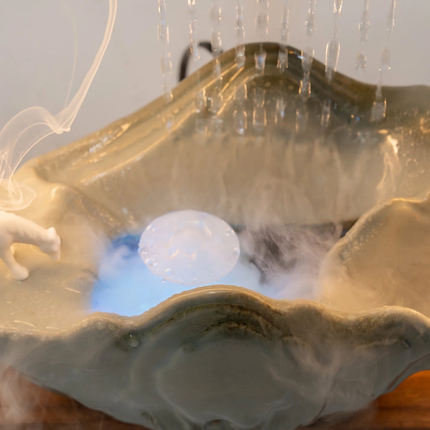 Indoor Tabletop Water Fountain With Mist Rockery Led Decor Meditation