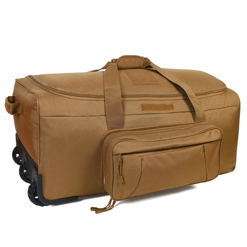 QCN Tactical Rolling Duffel Bag Luggage For Travel And Hiking