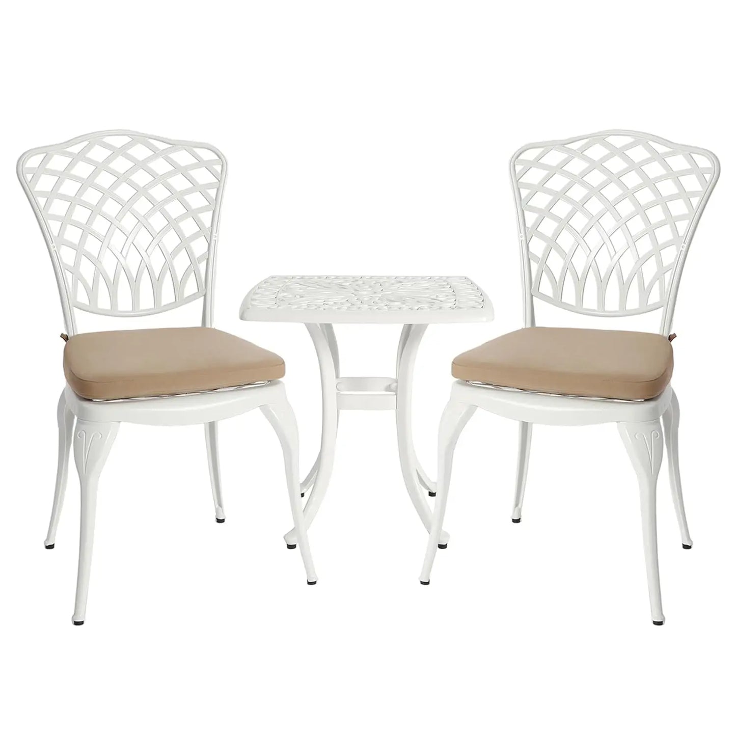 Bistro Table And Chairs Outdoor Patio Set Cast Aluminum Rose Pattern