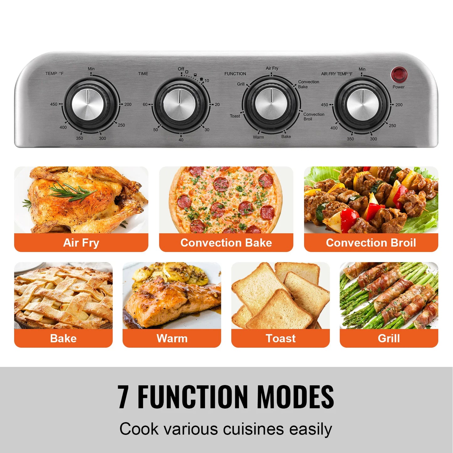 SucceBuy 1800W Air Fryer Toaster Oven Stainless Steel Countertop Oven