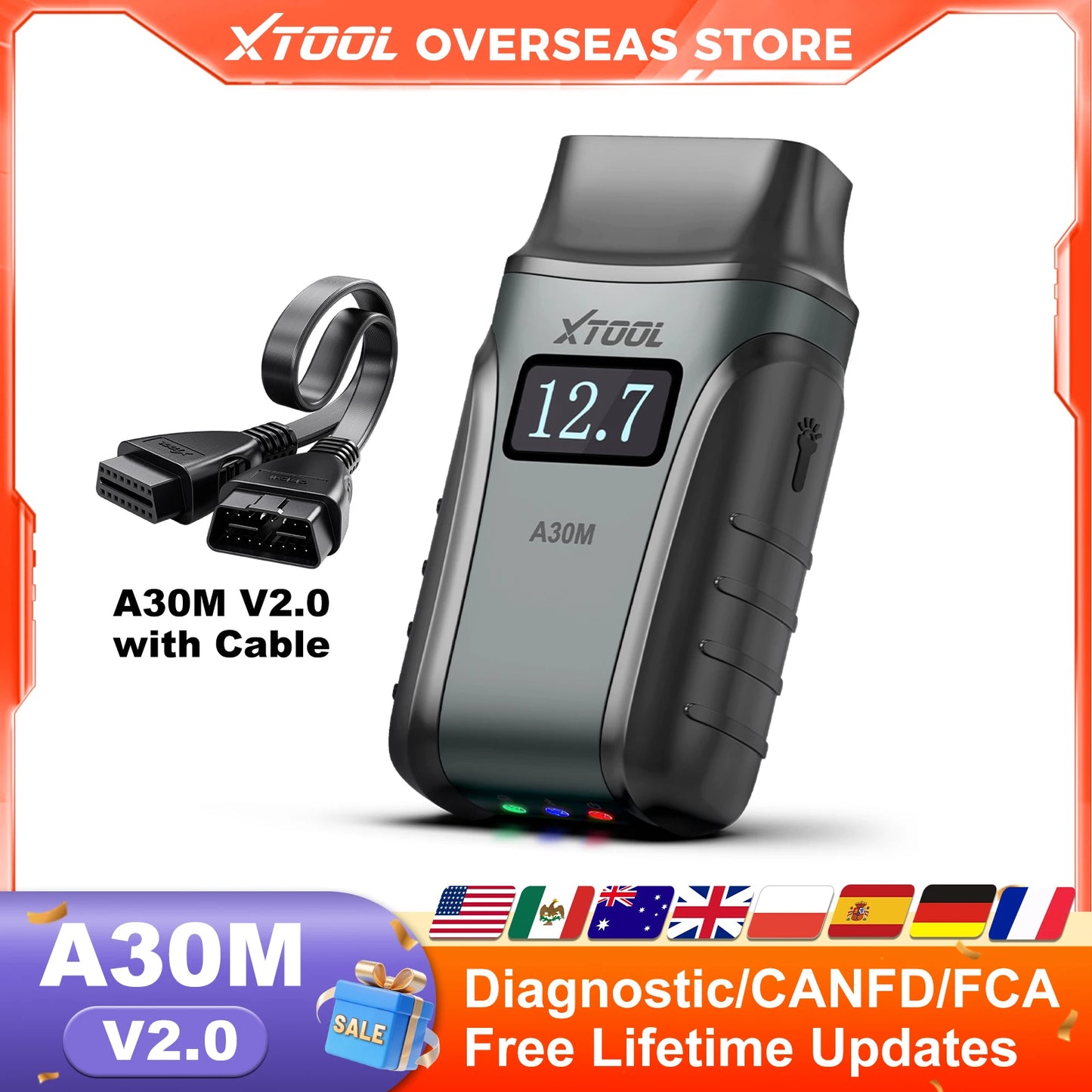 XTOOL A30M Full System Bidirectional OBD2 Diagnostic Tool 26 Resets