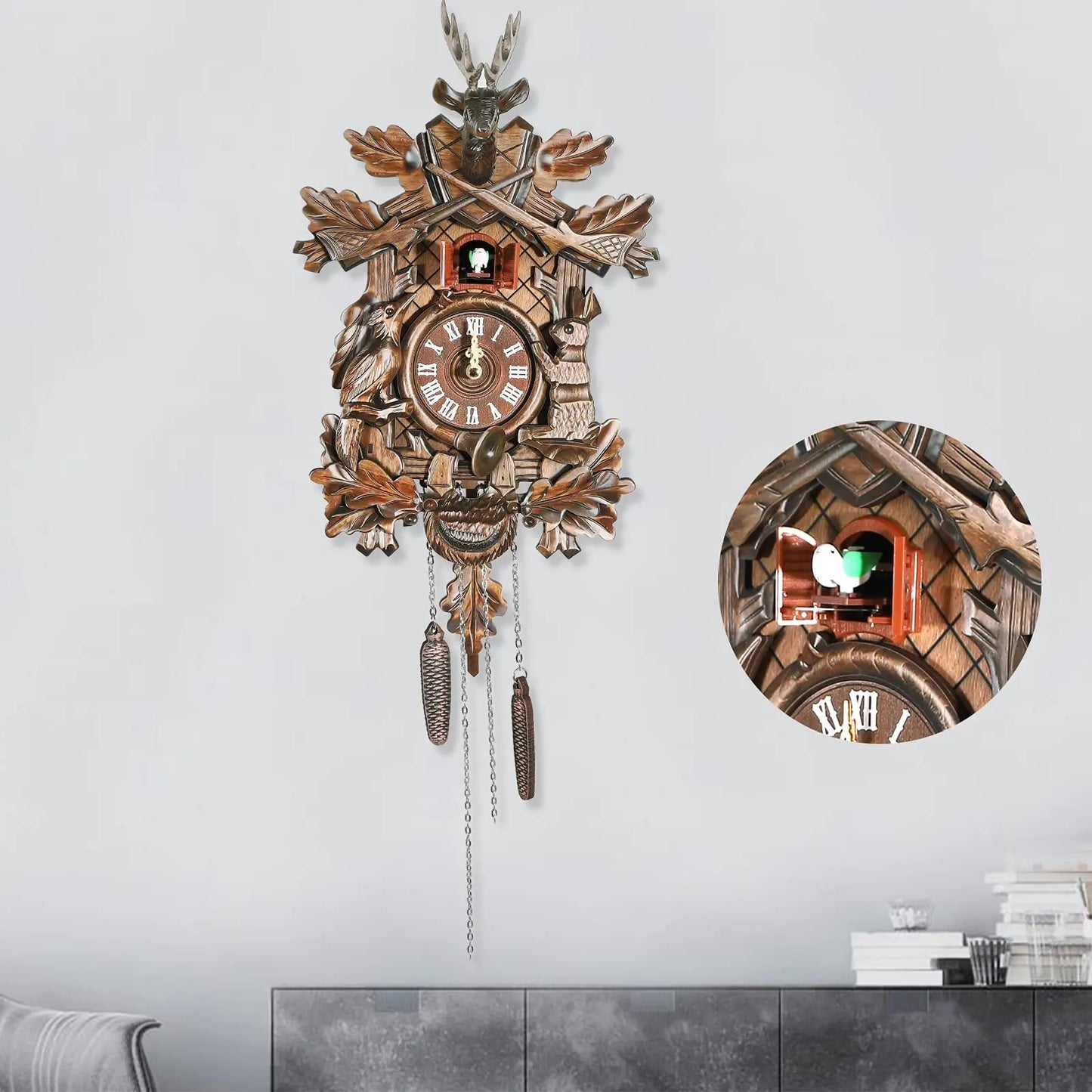 Traditional Black Forest Cuckoo Wall Clock for Living Room
