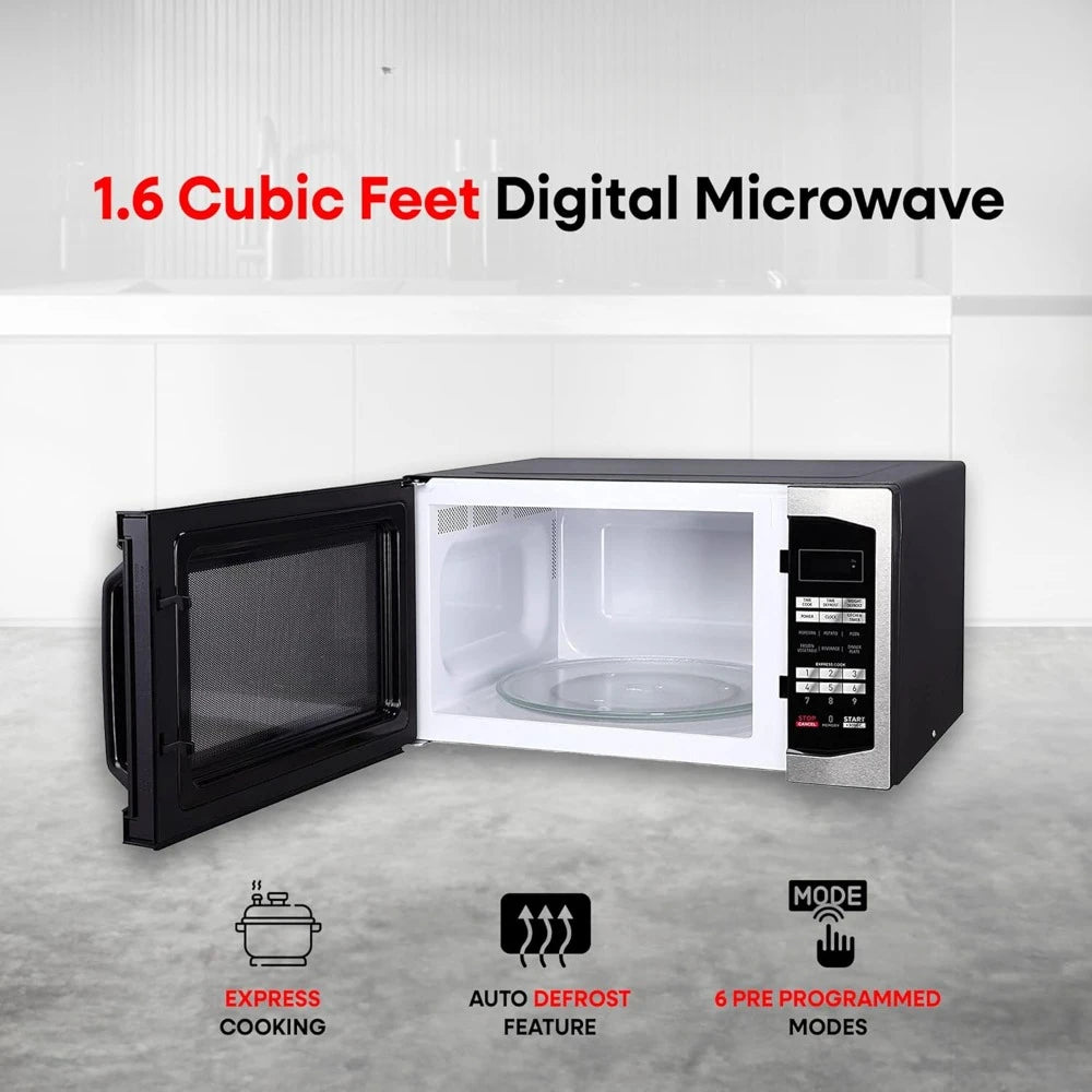 1100W Stainless Steel Countertop Microwave With Digital Timer