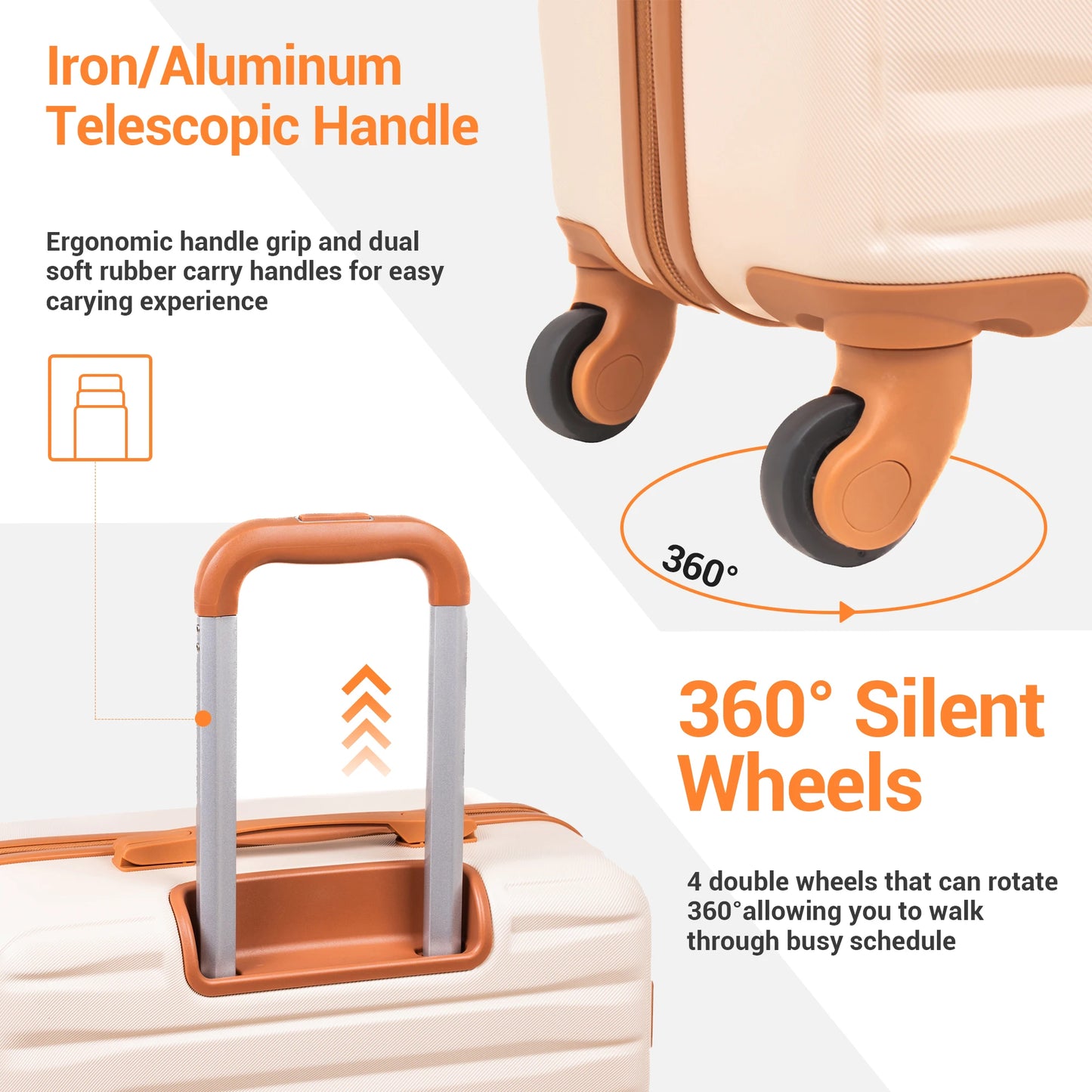 TravelhouseCN ABS Luggage Set With Spinner Wheels TSA Lock