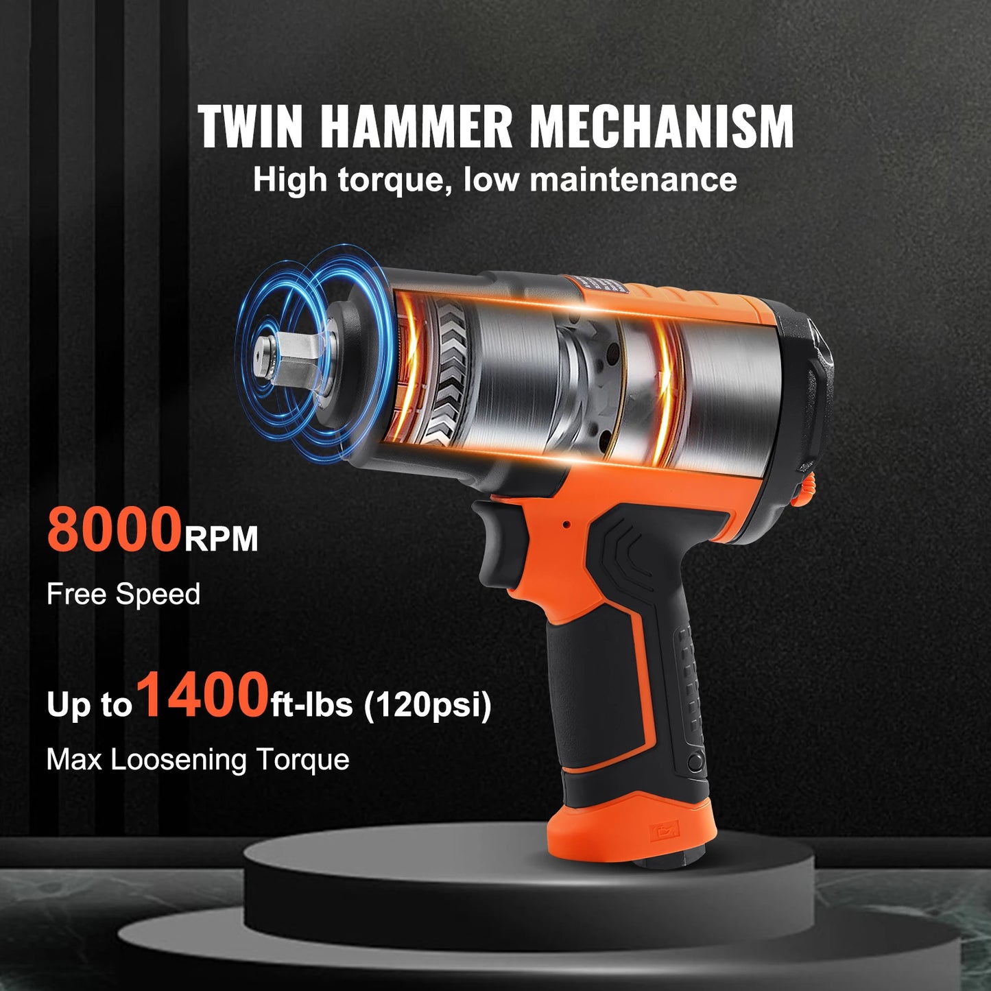 SucceBuy Pneumatic Impact Wrench With Half Inch Drive Socket Set