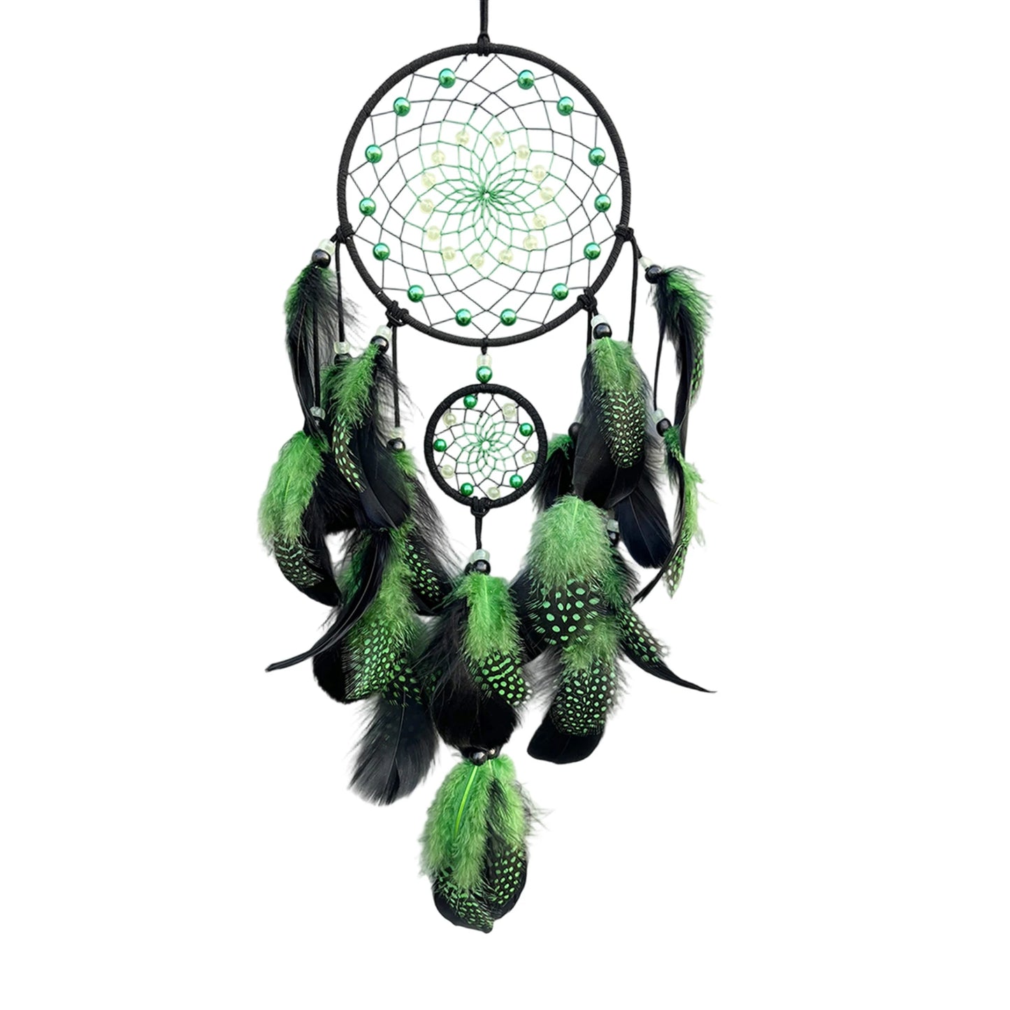 Handcrafted Dream Catcher Wall Hanging With Peacock Feathers And Beads