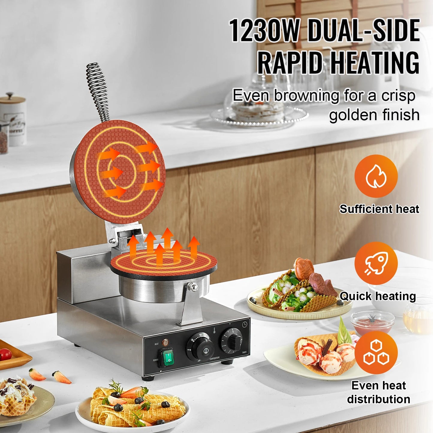 VEVOR Electric Ice Cream Cone Maker With Temperature Control