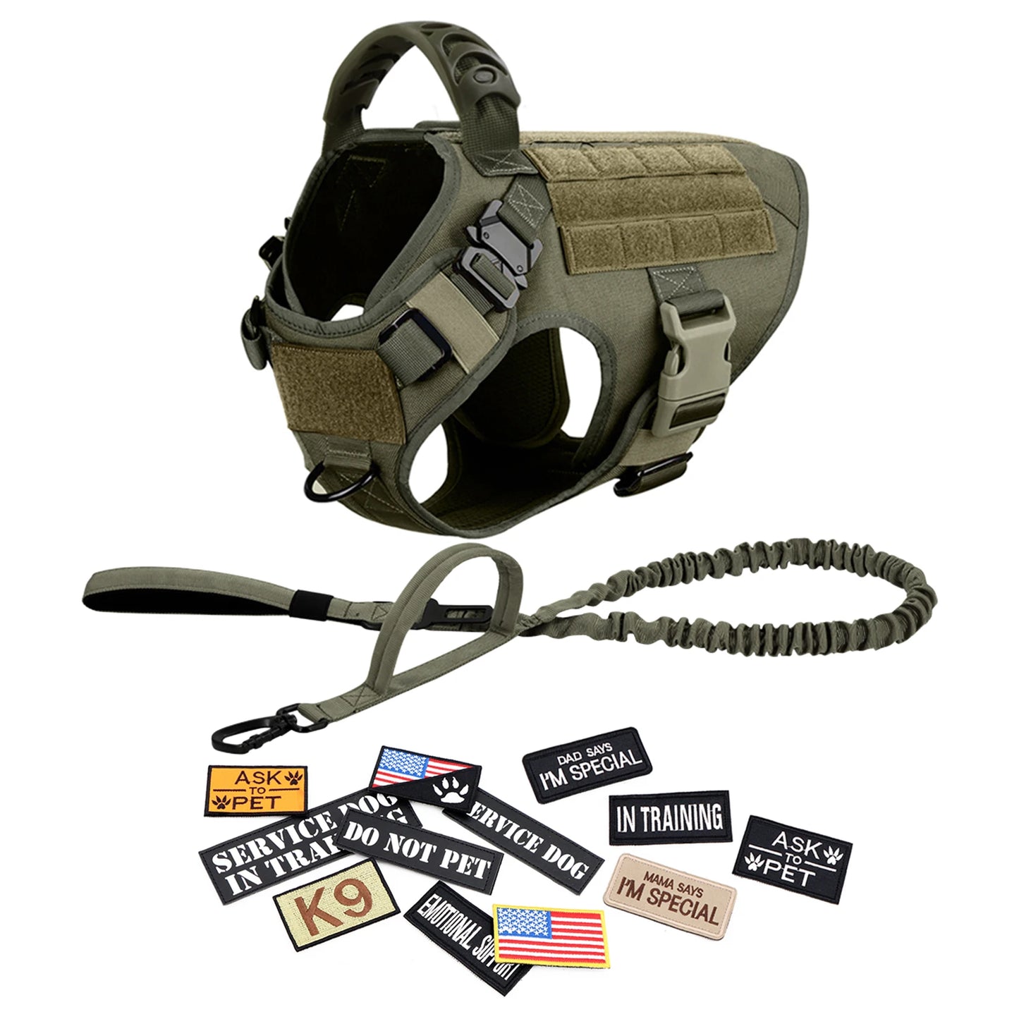PETRAVEL Military Large Dog Harness Vest With Leash Set