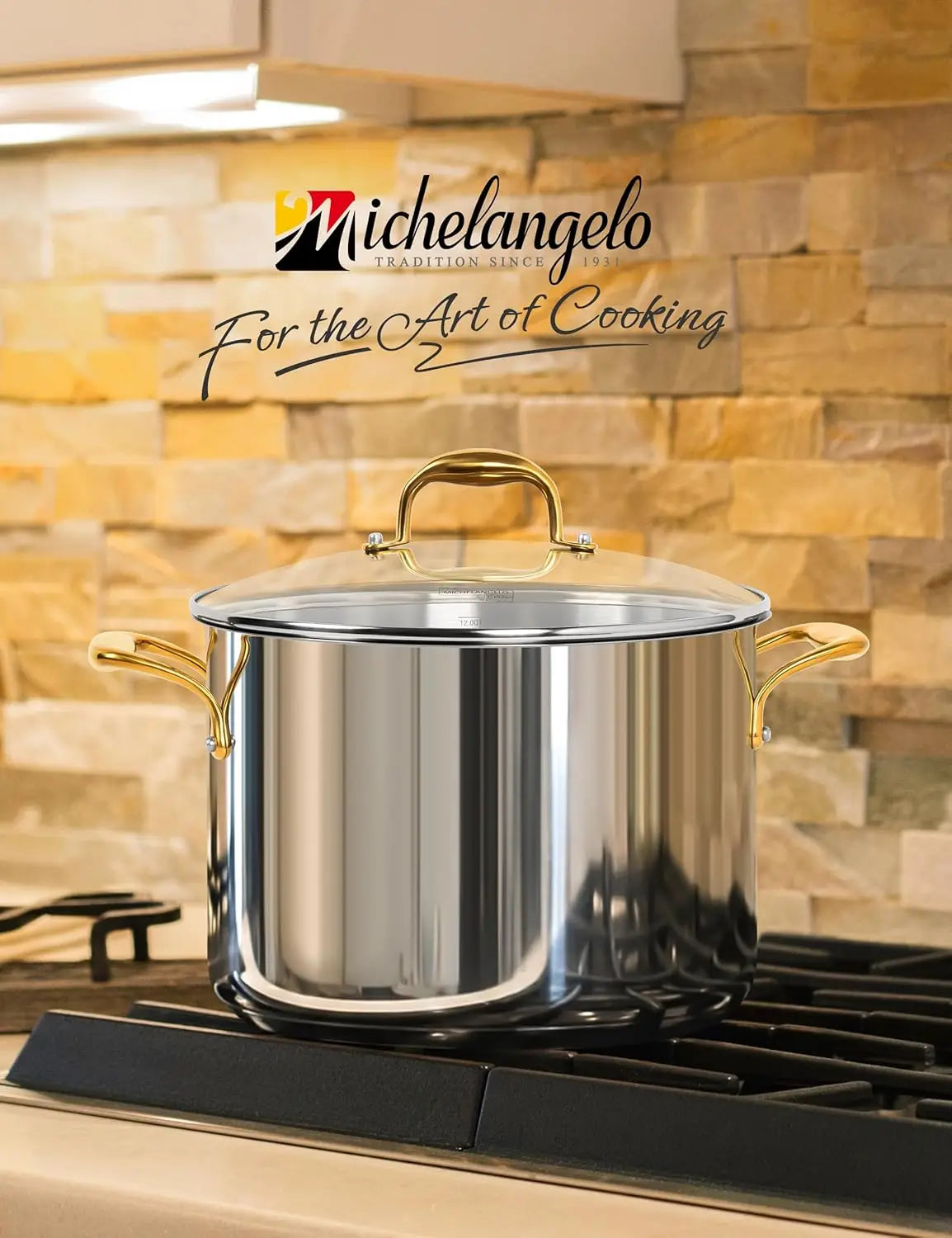 XMSJ Stainless Steel Stock Pot With Lid Ergonomic Handle