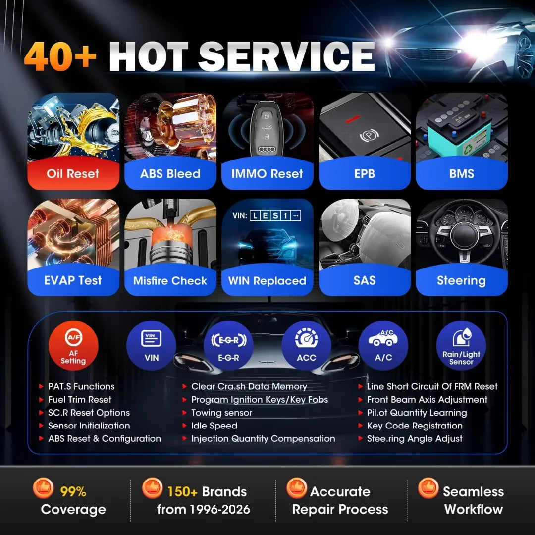 Autel MaxiCOM MK900 BT OBD2 Diagnostic Tool 40 Plus Services