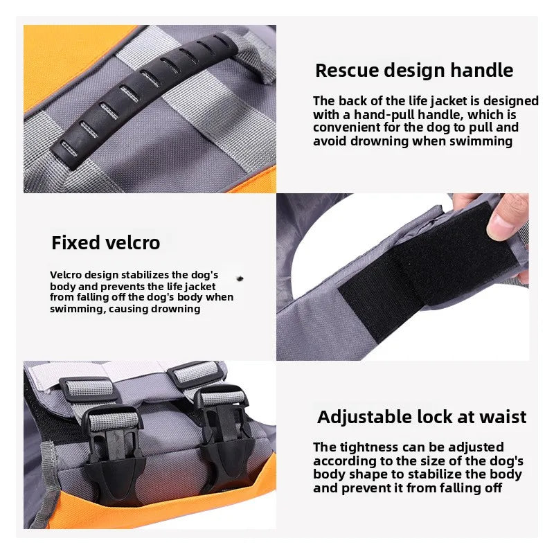 Dog Swimming Life Vest Safety Jacket Reflective Adjustable