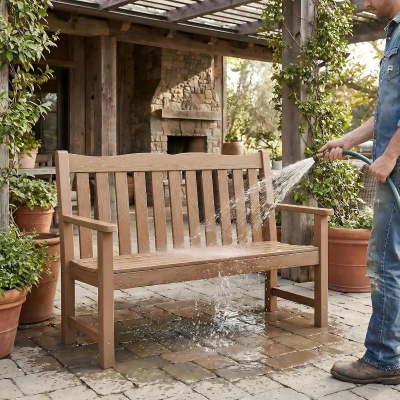 YTYIN All Weather Outdoor Bench 2 Person Poly Lumber 800lb