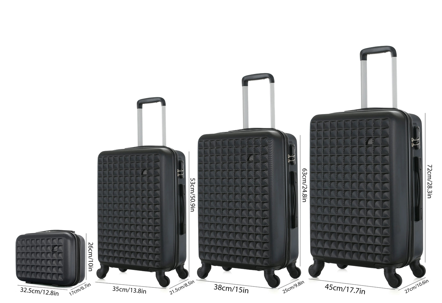 NONECN ABS Hardside 4-Piece Spinner Luggage Set With 3-Digit Lock