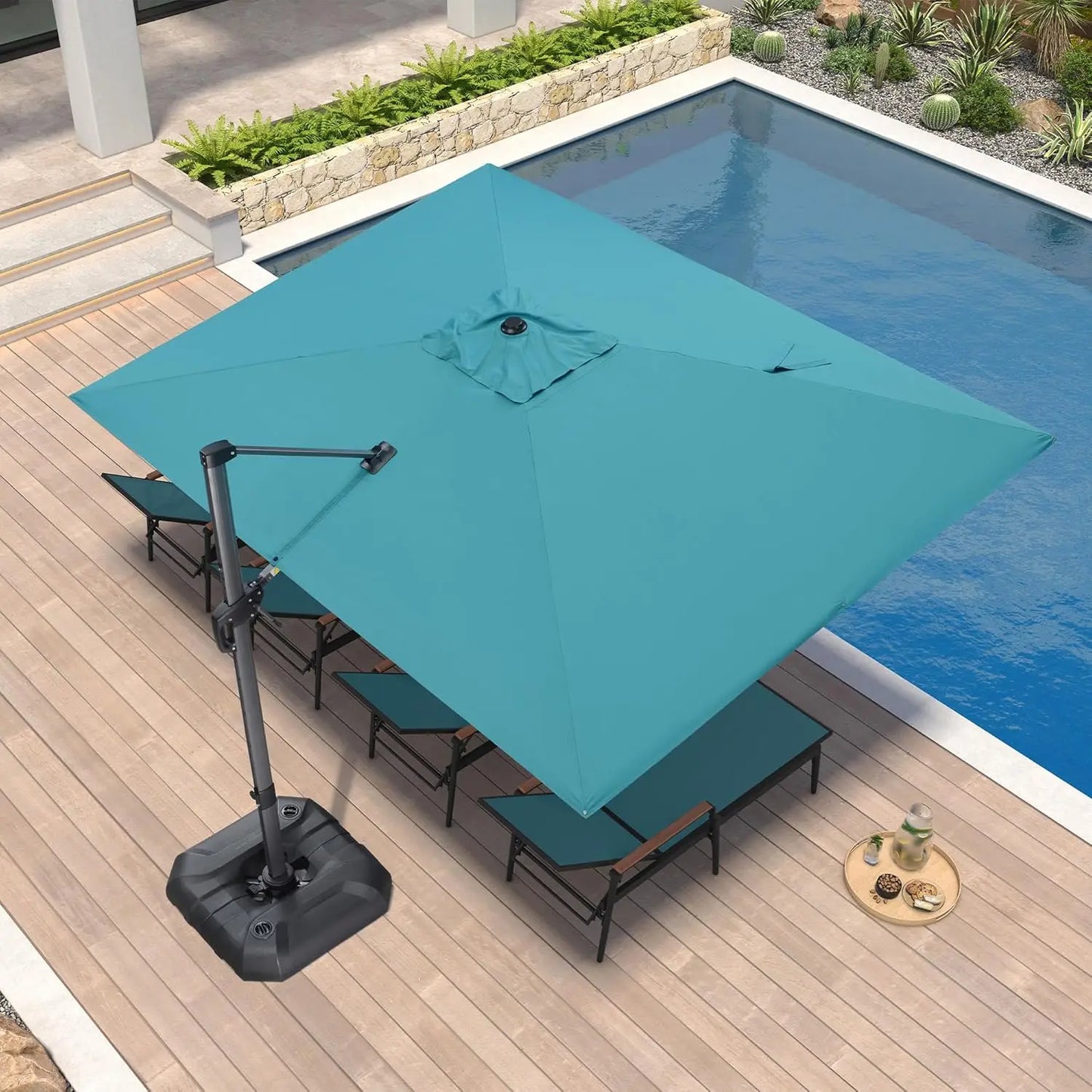 Rectangular Cantilever Patio Umbrella Aluminum Offset 360 Rotation