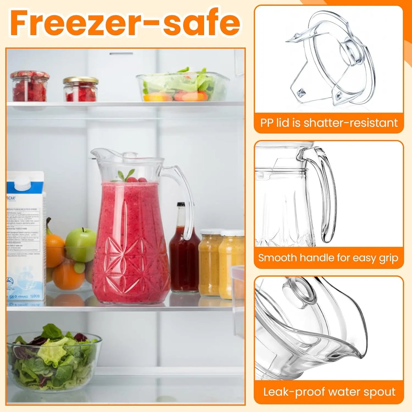 XMSJ Glass Pitcher Drinkware Set With Lid Spout For Juice