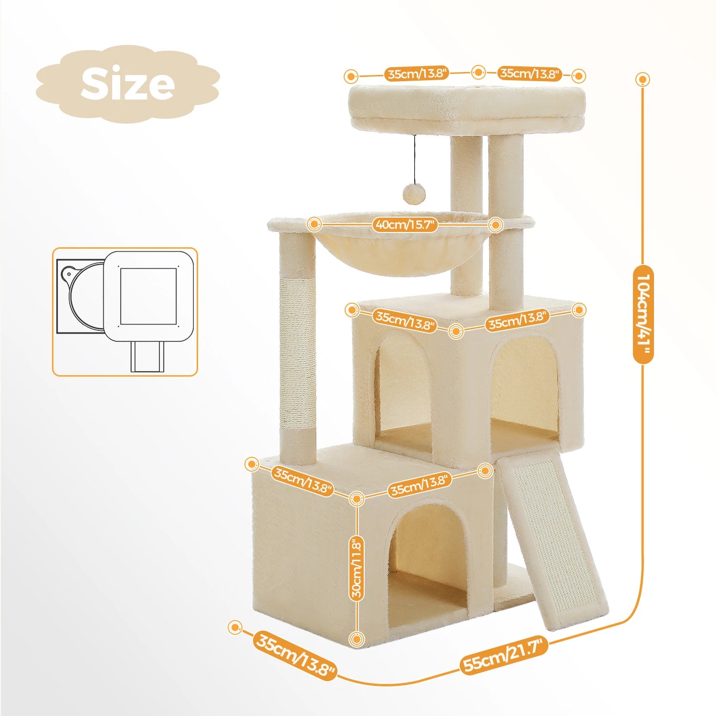 PAWZ Road Indoor Cat Tree Tower With Spacious Condos Sisal