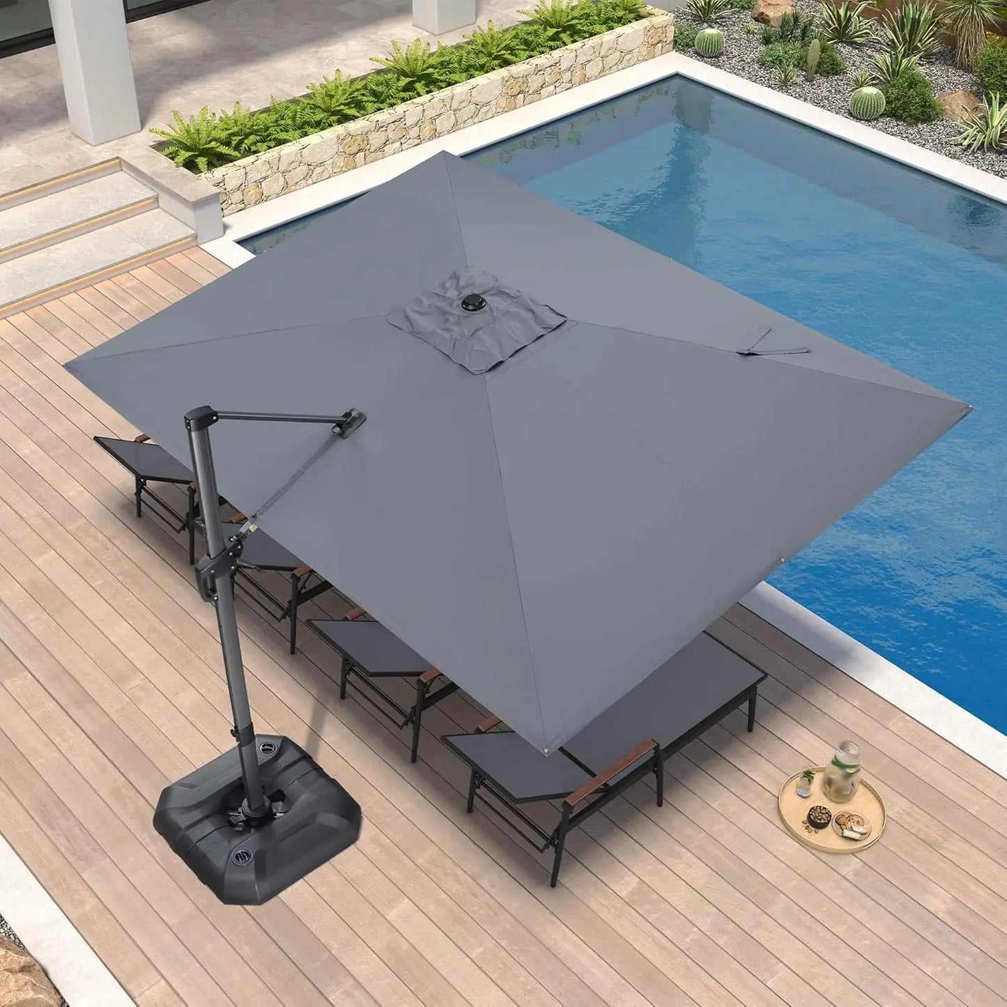 Rectangular Cantilever Patio Umbrella Aluminum Offset 360 Rotation