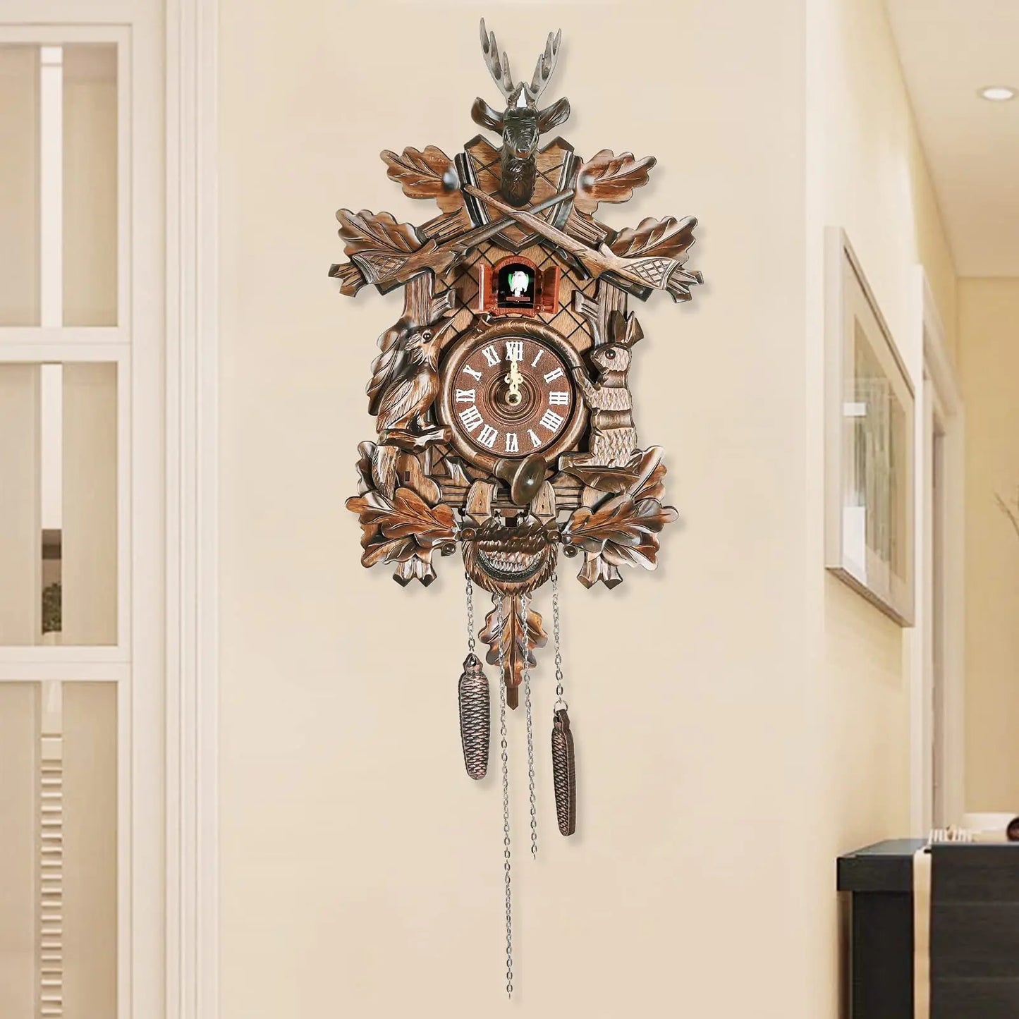 Traditional Black Forest Cuckoo Wall Clock for Living Room