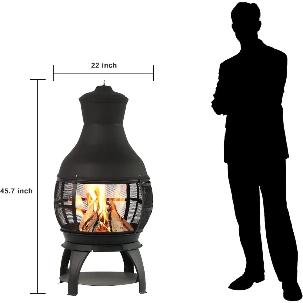 Wood Burning Chiminea Outdoor Fire Pit For Backyard Patio